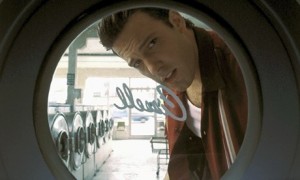 Ben Affleck as viewed from the cave-like interior of a washing machine in Gigli