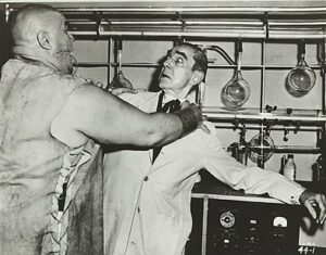 Tor Johnson and Bela Lugosi in Bride of the Monster (1955).