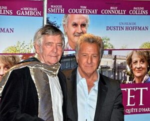 Tom Courtenay and director Dustin Hoffman in Paris at the film's French premiere, March 2013.