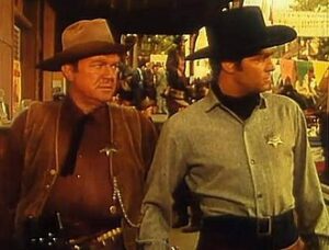 Hugh Sanders and Dale Robertson in City of Bad Men.
