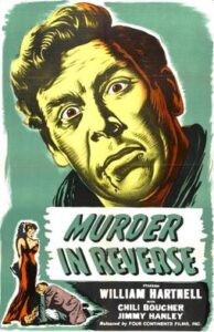 Cinema release poster for 1945 British thriller film Murder in Reverse.